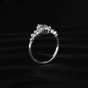 Luxury Marquise Solitaire With Cluster Diamond <b>Ring</b> for Women with IGI Certified Buy Direct From <b>Indian</b> Trusted Supplier - Product Image 4