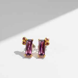 Boucles d'oreilles en argent 925 avec grenat, design vintage de luxe, élégance antique, plaqué or rose 18 carats, cadeau de mariage, bijoux - Product Image 3