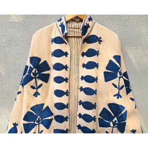 Manteau long de style kimono en velours Suzani fait main, grande taille, hiver, broderie écologique - Product Image 4