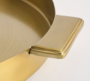 Wholesale Luxury <b>Round</b> Gold <b>Brushed</b> Dining Tray Bulk Metal Hotel Restaurant Serving Platter Elegant Minimalist Tableware - Product Image 6