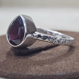 925แหวนพลอยโกเมนรูปหยดน้ำตาแบบแฮนด์เมดแหวนเงินแท้สำหรับ Vermeil - Product Image 5