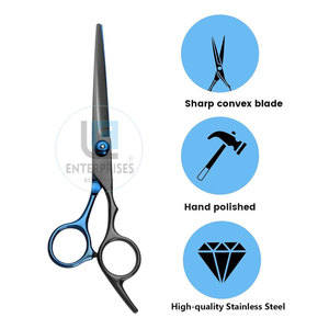 Ciseaux de barbier légers et durables en acier inoxydable de haute qualité, à poignée moyenne, pour droitiers, service OEM - Product Image 3