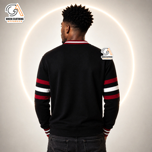 Ropa Griega Personalizada con Bordado, Prendas Masculinas de Alabama A&M | Cárdigan universitario AAMU color maroon con cuello chal y cuello en V, en tono marfil perlado. - Product Image 2