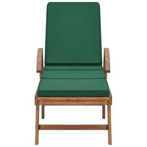 Juego de 2 Tumbonas Verdes de Madera de Teca Sólida con Tela de Poliéster, Tumbonas de Madera de Teca Duraderas y Elegantes - Product Image 3