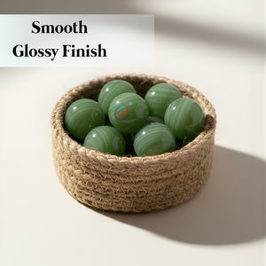 Perles en verre rondes rayées vert clair |   Perles entretoises lisses faites à la main 12x16mm pour la fabrication de bijoux et les loisirs créatifs - Product Image 5