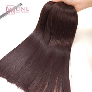 Vente en gros de perruques de cheveux humains vietnamiens vierges 100% bruns, ondulations naturelles, ondulations profondes Super doublement étirées sans colle - Product Image 3
