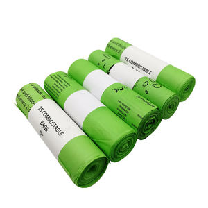 Sacs poubelles biodégradables compostables en HDPE avec logo personnalisé, soufflet de fond, thermosoudés, avec cordon de serrage, 5/13/30/39 gallons - Product Image 3