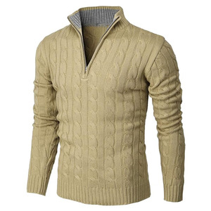 Sweat-shirt à demi-zip pour homme 100% coton, col montant, pull à manches longues, fermeture éclair, haute qualité - Product Image 3