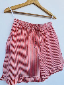 Shorts de Verano Ligeros de Algodón a Rayas Rojas y Blancas para Mujer, Estilo Bohemio, Cintura Elástica, Shorts de Playa, Casuales, Cómodos para el Día a Día - Product Image 3