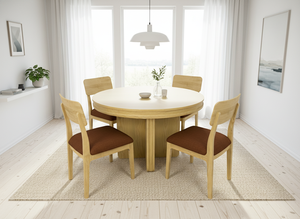 Modern Coffee <b>Table</b> Set with 4 Chairs Solid Ash & Rubberwood Frame Durable Living Room Furniture - Product Image 5