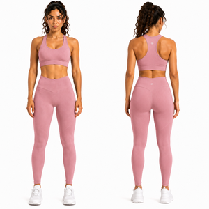 Women V Waist Seamless Yoga Set High Waist Leggings Sports Bra Fitness Gym Activewear Set - Product Image 1