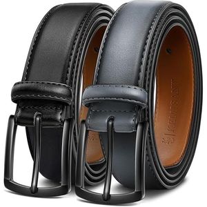 Confezione da 2 Cinture in Vera Pelle da Uomo per Abiti Eleganti, Casual, Golf e Jeans - Product Image 1