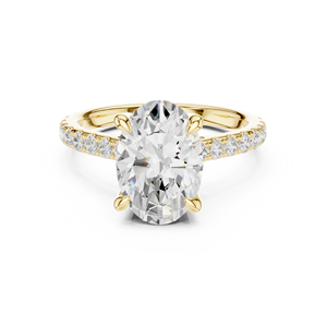 Bague de fiançailles et de mariage classique pour femme en or 14 carats, diamant de laboratoire ovale 4 carats E VS1, certifié IGI, best-seller - Product Image 1