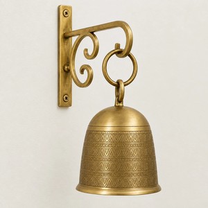 Campana Decorativa de Pared de Latón Colgante con Gancho |   Campana de Pared Vintage de Latón para Decoración de Puerta de Casa - Product Image 1