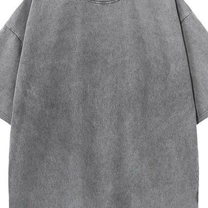 <b>Acid</b> Wash <b>Drop</b> Shoulder Oversized Knitted 100% Cotton Men's T-Shirt Solid O-Neck Custom Logo Anti-Wrinkle Short Sleeve - Product Image 6
