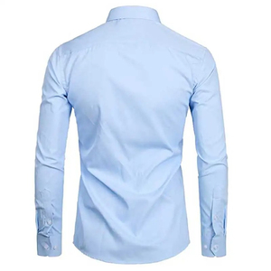 Camisa de Vestir Casual de Negocios Personalizable, Antiarrugas, de Manga Larga, para Otoño, en Color Sólido o con Rayas Tejidas, Servicio OEM - Product Image 2
