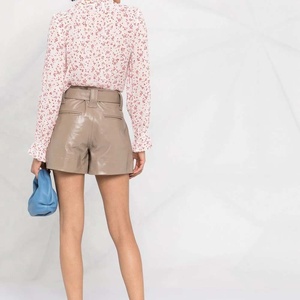 Shorts décontractés en cuir pour femme, taille mi-haute, jambe large, imperméables, écologiques, avec fermeture boutonnée, pour adolescente - Product Image 5