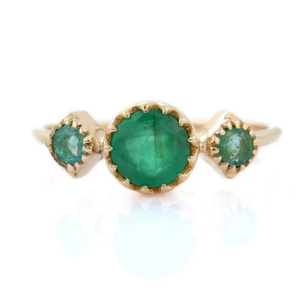 14K Yellow Gold Bezel Setting Natural <b>Emerald</b> Gemstone Statement <b>Ring</b> for <b>Men</b> - Product Image 1