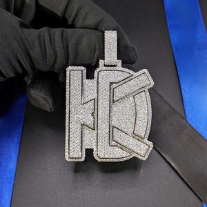 Custom Iced Out KD <b>Initial</b> Pendant <b>Necklace</b> VVS Moissanite 925 Sterling <b>Silver</b> Hip Hop Jewelry for Men - Product Image 5
