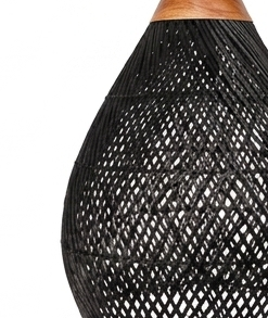 Lámpara colgante de ratán negro premium, moderna, con tapa de madera, estilo bohemio chic, lámpara de bambú para el hogar, restaurante, cafetería. - Product Image 4