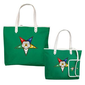 Eastern Star <b>Masonic</b> Green Waterproof Zipper Tote Bag | Embroidery Design Unisex <b>Masonic</b> Regalia <b>Gift</b> for Members - Product Image 1