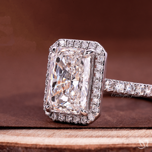 3 Carat Radiant Cut Halo Lab Diamond <b>Ring</b> <b>Large</b> Statement Engagement Jewelry Pave Band IGI Certified 10K White Gold <b>Ring</b> - Product Image 2