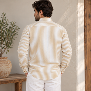 Camisa de Lino a Rayas para Hombre, Cuello Alto, de la Mejor Calidad, Ideal para Reuniones, Agradable al Tacto, de Secado Rápido, Transpirable, Oferta Personalizada de Verano - Product Image 2