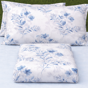 King Size Floral Blue Bedsheet <b>Set</b> | Soft Cotton <b>Bedding</b> <b>Set</b> with Pillow Covers | Breathable Lightweight Home Bedroom Decor <b>Set</b> - Product Image 1