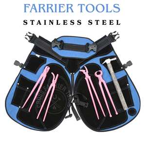 Kit d'outils de fermeur robuste avec tablier, outil de dépose de clous rose, marteau de fermeur noir, tire-clous, cloueur de fer à cheval de style courbé - Product Image 6