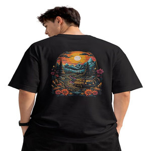 Camiseta de Hombre Negra, Corte Regular, Manga Corta, Cuello Redondo/en V, Informal, Tejido de Punto, Transpirable, 100% Algodón, Antiarrugas, Secado Rápido - Product Image 3