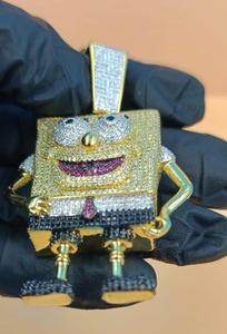 Colgante de Personaje de Dibujos Animados Personalizado de Lujo, Chapado en Oro de 18K con Moissanita, Plata de Ley 925, Joyería Hip Hop para Hombre - Product Image 2