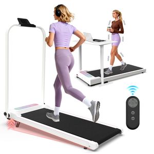 Tapis Roulant Pieghevole 2-in-1 con Manubrio Inclinabile, Scrivania Portatile e Vibrazione, Telecomando - per Esercizi a Casa - Product Image 1