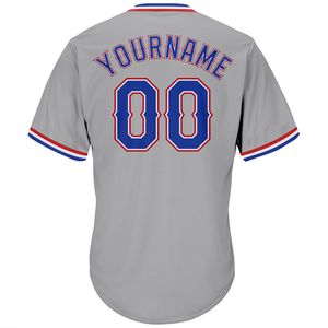 Camiseta de Béisbol Personalizada con Cuello en V Gris para Hombre, Manga Corta, Nombre del Equipo Bordado, Ropa Deportiva de Poliéster que Absorbe la Humedad - Product Image 3