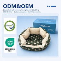 Coussin rond pour animaux de compagnie avec tissu imprimé chien, lavable, chaud, pour chat et chien