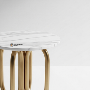 Taburete Moderno Industrial con Tapa de Mármol y Base de Metal Dorado |   Asientos de Lujo Contemporáneos, Ecológicos y Duraderos para Uso en Almacenes y Escuelas - Product Image 5