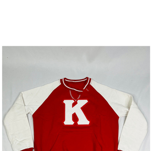 Sweat-shirt à col rond à manches raglan rouge et blanc pour homme, couleur unie, avec poche, pull décontracté en tricot Delta, tissu French Terry, coupe classique - Product Image 3
