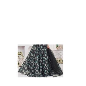 Conjunto de Lehenga Choli Floral Negro para Mujer, Diseño de Diseñador, Ropa de Fiesta, Falda Étnica, Blusa, Dupatta - Product Image 4