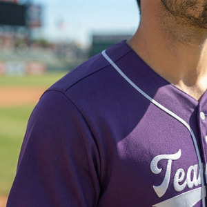 Ensemble d'uniformes de baseball de couleur violette magnifique, uni, teint, motif uni, col en V, pour hommes, baseball et softball - Product Image 4