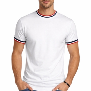 Camiseta de Algodón Personalizada para Hombre con Cuello Redondo y Ribetes en Contraste, Premium, Elegante, Cómoda, Moderna, Suave y de Calidad - Product Image 1