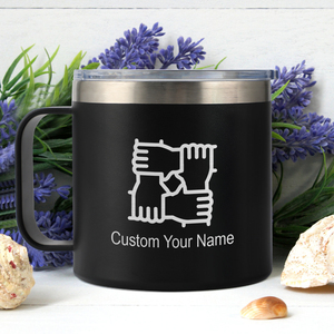 Mug à café en acier inoxydable gravé avec logo personnalisé de 14 oz, tasse à double paroi isolée sous vide avec poignée, cadeau personnalisé pour l'équipe ou l'amitié - Product Image 6