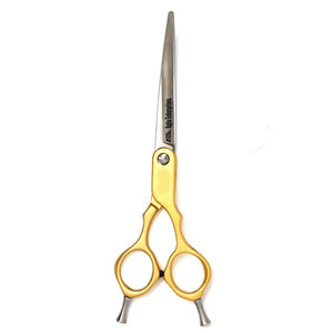 กรรไกรตัดขนสัตว์เลี้ยงแบบมืออาชีพ ด้ามจับตามหลักสรีรศาสตร์ ปลายมนปลอดภัย ขนาด 6 นิ้ว สีเหลือง โค้งงอ สำหรับกรูมมิ่งสุนัข - Product Image 6