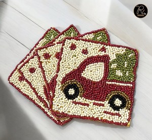 Posavasos de alta calidad con forma de árbol de Navidad, con cuentas verdes, para usar en el festival navideño. Compre directamente del proveedor a precio de mayoreo. - Product Image 2