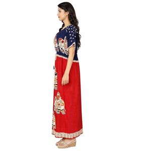 Chemise de nuit en coton imprimé pour femmes |   Robe longue de salon avec cordon de serrage à la taille |   Vêtements de nuit doux, respirants et confortables - Product Image 1