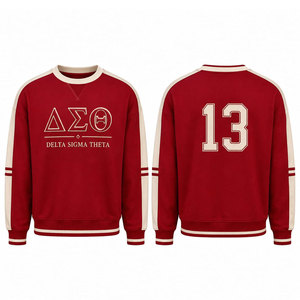 Delta Sigma Theta Crew Neck <b>Sweatshirt</b> <b>Red</b> Cream Raglan Sleeve Unisex Casual Knitted Pullover Autumn Wear <b>Sweatshirts</b> - Product Image 1