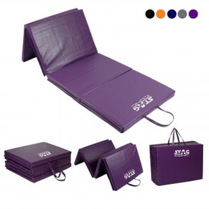 Tapis de gymnastique pliable Stag Iconic Purple, absorbant les chocs, en EVA, pour la pratique de la gymnastique, portable, unisexe - Product Image 1