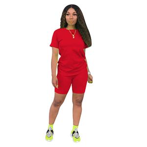 2020 chándal deportivo personalizado para mujer, ropa de entrenamiento de verano de poliéster ligero con cremallera, mangas cortas y estilo liso - Product Image 3