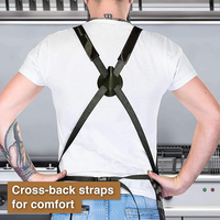 Tablier de charpentier réglable en coton robuste avec sangles croisées et sac à outils, couleur personnalisable, uniforme de travail pour le personnel de restaurant et de bar