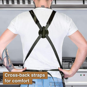 Tablier de charpentier réglable en coton robuste avec sangles croisées et sac à outils, couleur personnalisable, uniforme de travail pour le personnel de restaurant et de bar - Product Image 4