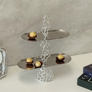 Highest Quality Two Tier Oval Cake Stand Metal Polished Modern Design Party Dessert Display <b>Rack</b> - Product Image 5