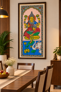 Peinture traditionnelle Kalamkari sur tissu, forme rectangulaire, artisanale, art mural indien pour salon, décoration intérieure, par SSD Market - Product Image 6